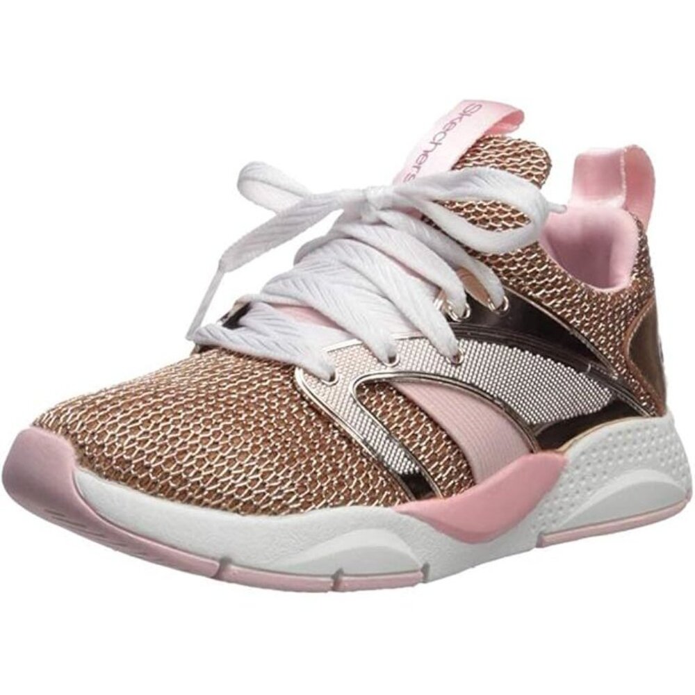 NEW Skechers Kid Shine Status Off The Chain Sneaker Rose Gold